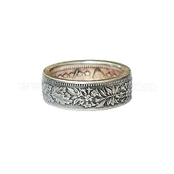 合金指輪  花模様が刻まれた  アンティークシルバー  usサイズ6（16.5mm）&nbsp;FS-WG7018A-01