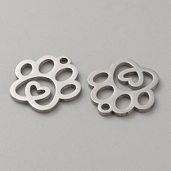 304ステンレススチールペンダント  足跡チャーム  ステンレス鋼色  14x14x1mm  穴：1.5mm&nbsp;STAS-WH0043-33P