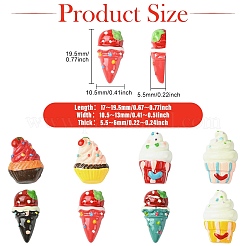 40個8色不透明樹脂カボション  模造食品  アイスクリーム  ミックスカラー  17~19.5x10.5~13x5.5~6mm  5個/カラー&nbsp;RESI-CJ0004-88