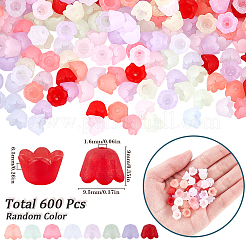 透明アクリルビーズキャップ 600 個  艶消し  花  ミックスカラー  9x9.5x6.5mm  穴：1.6mm&nbsp;FACR-SP0001-01