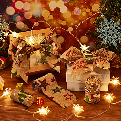クリスマステーマの黄麻リボン 3スタイル 3個 ジュートリボン  衣類用アクセサリー  ダークカーキ  スター/クリスマス ツリー/クリスマス ソックス 模様  混合模様  2-3/8インチ（60mm）  約2.19ヤード（2m）/箱&nbsp;OCOR-FG0001-63