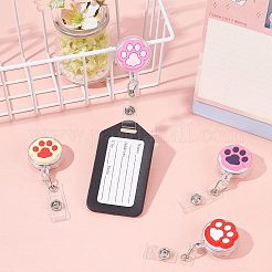 4個 4スタイル PVC 足跡バッジリール  格納式バッジホルダー  鉄ワニ口クリップ付き  軽量で簡単に収納できます  ミックスカラー  1個/スタイル&nbsp;AJEW-CA0001-28A