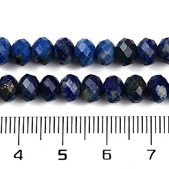 天然石ラピスラズリビーズ連売り  多面カット  ロンデル  6x4mm  穴：0.7mm  約96個/連  15.35''（39センチメートル）&nbsp;G-P553-F04-04