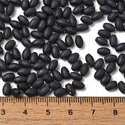 不透明色のガラスシードビーズ  丸い穴  オーバル  ブラック  5.5~6x3.5~4mm  穴：0.8mm  約4500個/500g&nbsp;SEED-F006-02A-05