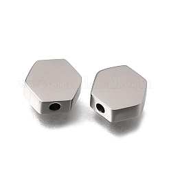 304ステンレススチールビーズ  六角  艶出し  ステンレス鋼色  7x7.5x3mm  穴：1.4mm&nbsp;STAS-E532-08P