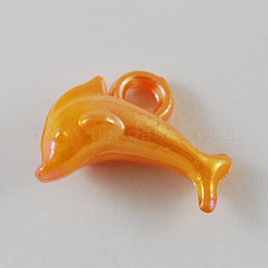 不透明なABカラーアクリルイルカチャーム  ミックスカラー  18x13x8mm  穴：3mm  約1020個/500g&nbsp;SACR-R697-M5