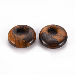 天然石タイガーアイペンダント  ドーナツ/円盤  17.5~18.5x5.5mm  穴：5.5mm&nbsp;G-T122-67C