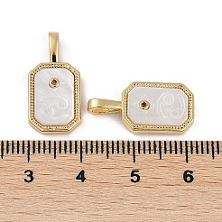 ラックメッキ真鍮マイクロパヴェキュービックジルコニアペンダント  シェルと  長持ちメッキ  鉛フリー＆カドミウムフリー  18KGP本金メッキ  十二星座の盾  蟹座  20.5x10x2.5mm  穴：4.5x2mm&nbsp;KK-U032-90G-12