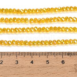 電気メッキガラスビーズセット  ロンデル  多面カット  ゴールド  3.5~4x2.5~3mm  穴：0.8mm  約148個/連  15.35''（39センチメートル）&nbsp;GL-CBAA615-02B