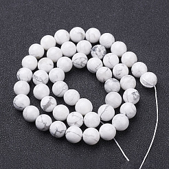 天然石ハウライトビーズ連売り  ラウンド  6~6.5mm  穴：1mm  約60個/連  14.9インチ（38cm）&nbsp;G-G735-66-6mm