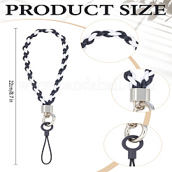 合金ポリエステルコットン携帯ストラップ  ナイロンコードとPVCファインディング付き  ブラック  226mm&nbsp;HJEW-LP0001-95C