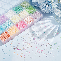 15 スタイル、ガラスシードビーズ 12000 個  ラウンド  ミックスカラー  2~3x1.5~2mm  穴：0.8~1mm  約800PCS /カラー&nbsp;SEED-HY0001-17C