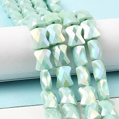 Abカラープレートガラスビーズ連売り  多面的な竹の棒  アクアマリン  10.5~11x8x5mm  穴：1.4mm  約58~60個/連  24.01~24.8インチ（61~63cm）&nbsp;EGLA-P051-06A-B09
