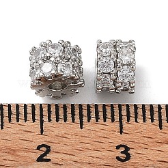 ラックメッキ真鍮製マイクロパヴェキュービックジルコニアビーズ  カドミウムフリー＆鉛フリー  長持ちメッキ  コラム  プラチナ  7x5mm  穴：2mm&nbsp;KK-H451-04P