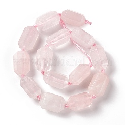 天然石ローズクォーツビーズ連売り  多面カット  コラム  23.5~25x15~18x13~15.5mm  穴：1.6mm  約15個/連  15.75~16.54インチ（40~42cm）&nbsp;G-F719-04