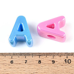 UVメッキ不透明アクリルヨーロピアンビーズ  大きな穴の開いた虹色のビーズ  ミックスカラー  文字a  21x18.5x13.5mm  穴：6mm&nbsp;OACR-M027-03A