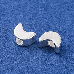 真鍮ビーズ  鉛フリー＆カドミウムフリー  ムーン  925銀メッキ  7x5x3.5mm  穴：2mm&nbsp;KK-U024-17S