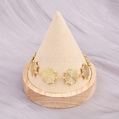 女性用304ステンレススチールリンクブレスレット  フラットラウンド  ゴールドカラー  9-1/4インチ（23.4cm）&nbsp;BJEW-D359-02G