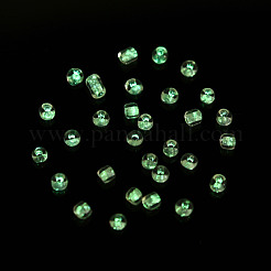 暗闇で光る透明なガラスシードビーズ8/0個  ラウンド  ホワイト  3.5x1.6mm  穴：1mm  約18200個/450g  450 G /袋&nbsp;SEED-YWC0001-01H