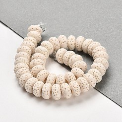 天然溶岩石染めビーズ連売り  ロンデル  ホワイト  8x4.5mm  穴：1.6mm  約43個/連  7.87インチ（20cm）&nbsp;G-L586-B02-14
