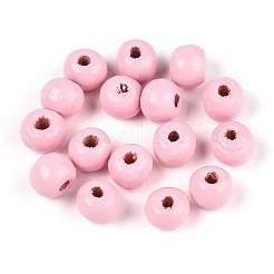 スプレー塗装された丸い天然シマウッドビーズ  ミックスカラー  6~6.5x4.5~5mm  穴：1.6~1.8mm&nbsp;WOOD-A018-6mm-31