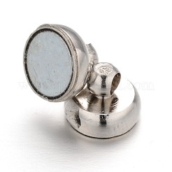 ループ付き真鍮製マグネットクラスプ  オーバル  プラチナ  12x7mm  穴：1.5mm&nbsp;KK-H361-N
