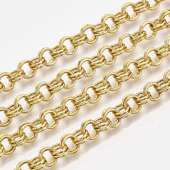 アイアン製ローロチェーン  ダブルリンクチェーン  溶接されていない  スプールで  ゴールドカラー  リンク：6x1mm  約82.02フィート（25m）/ロール&nbsp;CH-S125-011A-G
