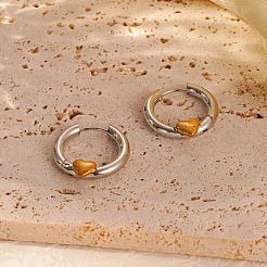 女性用304ステンレススチール製ハート型ハギーフープピアス  ステンレス鋼色  20.5x19.5mm&nbsp;WG7102D-01