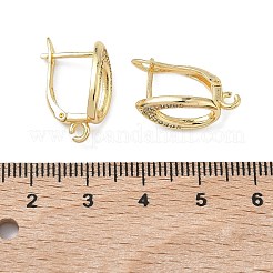 ティアドロップ 真鍮 マイクロパヴェ クリアキュービックジルコニア フープピアス 金具  カドミウムフリー＆鉛フリー  長持ちメッキ  ラックめっき  ラッチバック  カン付き  18KGP本金メッキ  20x8.5x13mm  穴：1.6mm  ピン：1mm&nbsp;KK-Z143-08G