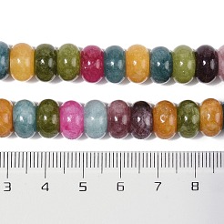 染め加工天然石ホワイトジェイドビーズ連売り  ロンデル  ミックスカラー  10x6mm  穴：1.2mm  約63個/連  14.88''（37.8センチメートル）&nbsp;X-G-G107-A10-01