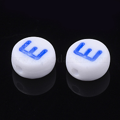初期のアクリルビーズ  水平穴  フラットラウンド  ミックスカラー  文字.e  7x3.5~4mm  穴：1.2mm  約3700個/500g&nbsp;OACR-E001-20E