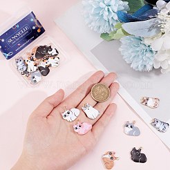 24本12スタイルアロイエナメルペンダント  カドミウムフリー＆ニッケルフリー＆鉛フリー  ゴールドカラー  猫のチャーム  ミックスカラー  22~25x16~24x2~3mm  穴：1.8mm  2個/スタイル&nbsp;ENAM-SC0003-53