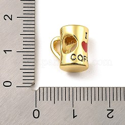 ラックメッキ真鍮ヨーロピアンビーズ  エナメル  長持ちメッキ  鉛フリー＆カドミウムフリー  カップ  18KGP本金メッキ  ファイヤーブリック  11.5x11x8mm  穴：4.5mm&nbsp;KK-H456-07G-01