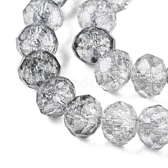 透明ガラスビーズ連売り  ファセット（32ファセット）  ロンデル  グレー  6x5mm  穴：1mm  約80~85個/連  38~40cm&nbsp;GLAA-T023-6mm-A09