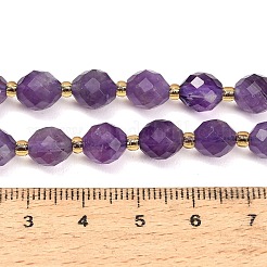 天然石アメジストビーズ連売り  ラウンド  多面カット  シードビーズで  8~9x7~8mm  穴：1mm  約18~20個/連  7.48''（19cm）〜7.87''（20cm）&nbsp;GG-CBA4A3B-A15