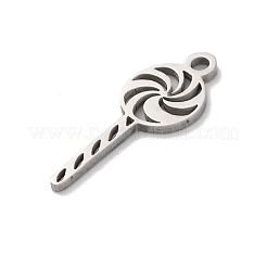 変色防止201ステンレススチールペンダント  レーザー切断  ロリポップチャーム  ステンレス鋼色  18.5x7x1mm  穴：1.5mm&nbsp;STAS-Q015-06P