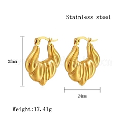 女性用304ステンレスフープピアス  ティアドロップ  ゴールドカラー  25x24mm&nbsp;QJ8091-01