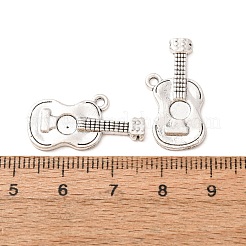 合金のチベット風チャーム  ギターチャーム  アンティークシルバー  25x12.5x2mm  穴：1.6mm  約667個/1000g&nbsp;AL-CBA5212-03AS