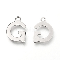 変色しない201ステンレススチールチャーム  アルファベット  文字.g  12x8.4x0.6mm  穴：1.4mm&nbsp;STAS-C021-06P-G