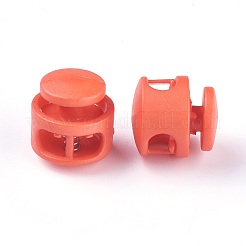 プラスチック製のスプリングコードロック  鉄パーツ  プラチナ  オレンジ  17x17x16mm  穴：4x6.5mm&nbsp;FIND-WH0039-01E