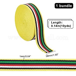 ポリエステルブレードリボン  フラット  縞模様  服飾材料  カラフル  1-1/2インチ（38x1mm）  約10ヤード/バンドル&nbsp;OCOR-WH0068-34