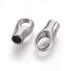 変色しにくい304ステンレススチールコードエンド  エンドキャップ  ステンレス鋼色  12x6.5x4.5mm  穴：4x6mm  内径：3.1~3.2mm&nbsp;LS-STAS-L219-04P