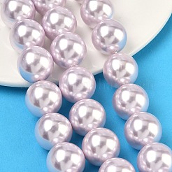 電気めっきシェルパールビーズ連売り  ラウンド  ライラック  16mm  穴：0.8~0.9mm  約24~25個/連  15.55~16.02''（39.5~40.7センチメートル）&nbsp;BSHE-G041-16mm-06