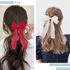 布製蝶結びヘアバレッタ 5色 5個  女性と女の子のためのヘアアクセサリー  ミックスカラー  270~360x125~210x7~20mm  1pc /カラー&nbsp;PHAR-SP0001-14