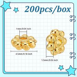 合金フラワースペーサービーズ200個  粒状ビーズ  鉛フリー＆カドミウムフリー  ゴールドカラー  4.5x1.5mm  穴：1mm&nbsp;FIND-LP0001-01