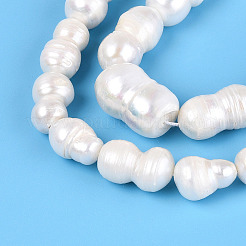 天然バロックケシパールビーズ連売り  有核真珠  溝付き  数8  乳白色  12~32x9.5~16mm  穴：0.7mm  約16~21個/連  14.96~15.75インチ（38~40cm）&nbsp;PEAR-S020-O02