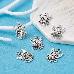 合金のチベット風チャーム  天使  カドミウムフリー＆鉛フリー  アンティークシルバー  20x14x2mm  穴：2mm&nbsp;TIBEP-YW0001-51