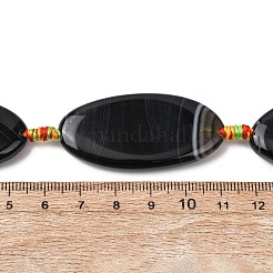 天然ブラックバンデットアゲートビーズ連売り  染め＆加熱  馬の目  44~48x22~23x7~8.5mm  穴：2mm  約7個/連  15.98~16.38''（40.6~41.6センチメートル）&nbsp;G-F825-A01-01E