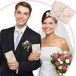 創造的な木製のグリーティングカード  結婚式の誓いの本  ジュートロープとクラフト紙で  単語の長方形  アンティークホワイト  105x75x2mm&nbsp;DIY-WH0349-171C