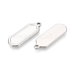 304ステンレススチールペンダントカボションセッティング  ポリゴンのチャーム  ステンレス鋼色  28x10.5x2mm  穴：1.8mm  トレイ：22x6.5mm&nbsp;STAS-N108-63P